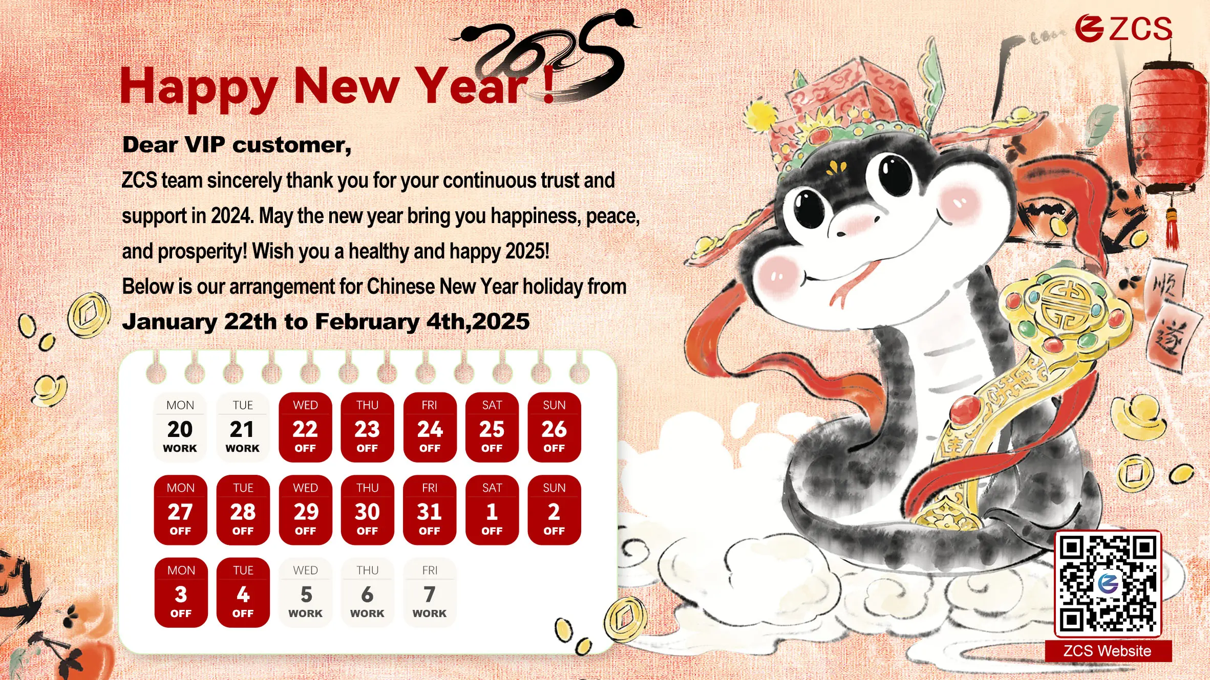 ZCS Chinese New Year Holiday Notice